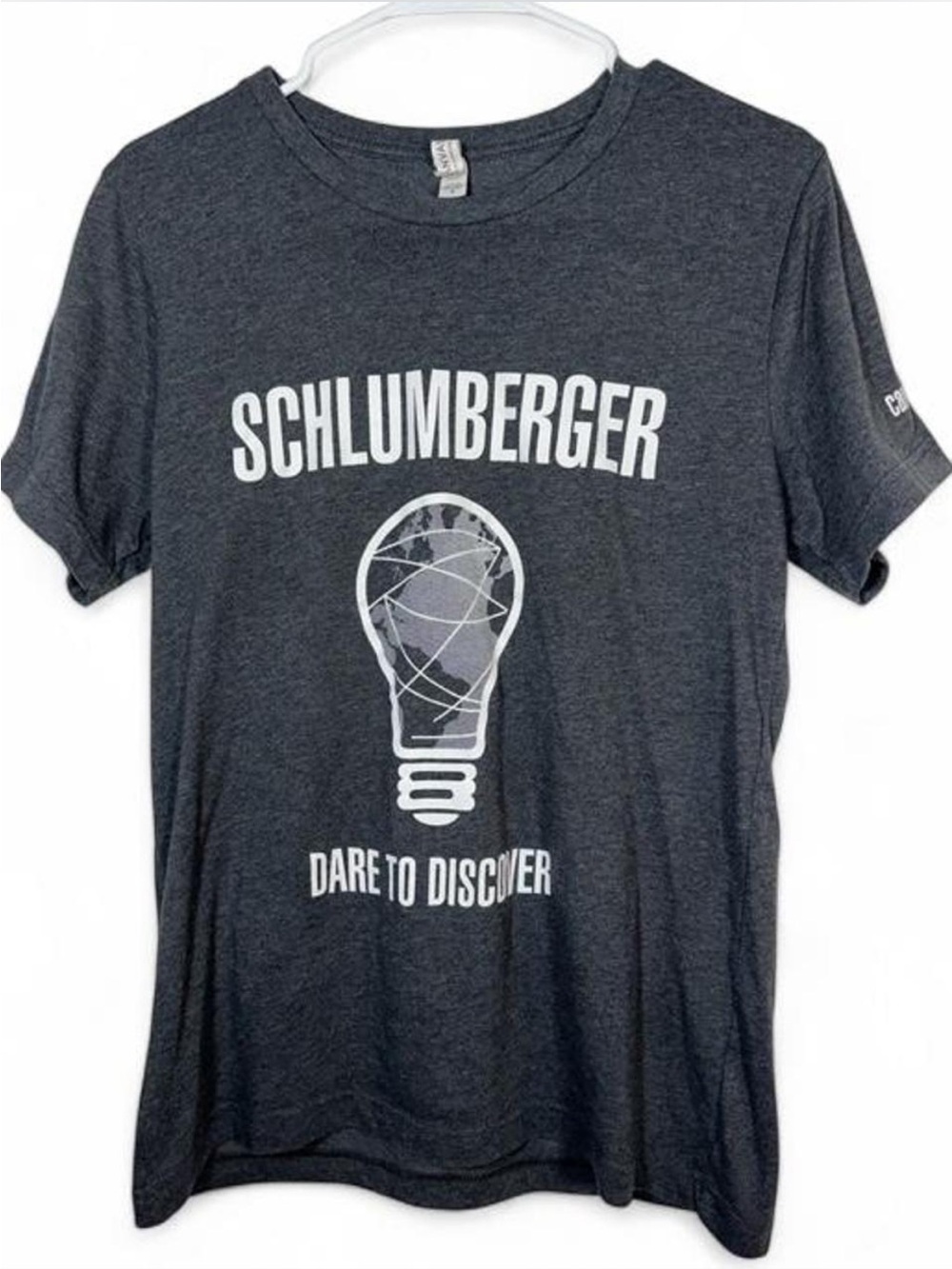Schlumberger Dare to Discover Careers Oil Gas Graphic T-Shirt Grat Mens Medium
